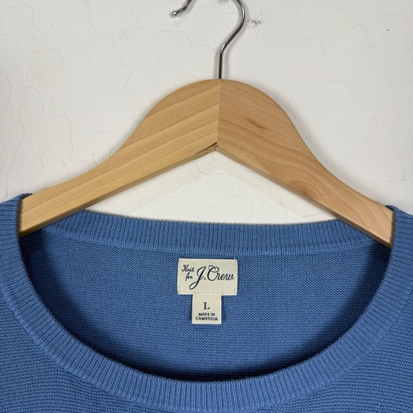 J. CREW Knit Cotton Crewneck Sweater Garter Stitch H6060 Pullover Admiral Blue - Picture 5 of 7